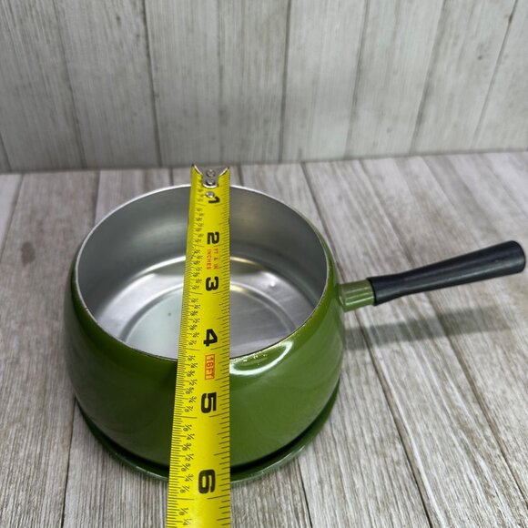 Vtg Green Pot Metal Retro 70's Style MCM Lid Plate Handle 4.5" DIA 3" Tall - Picture 7 of 9